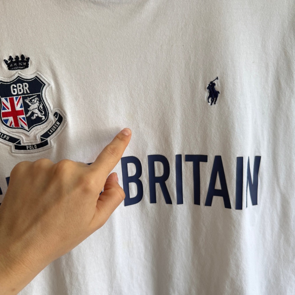 Polo Ralph Lauren Great Britain GBR Crest T-Shirt White Small Good - Picture 3 of 9